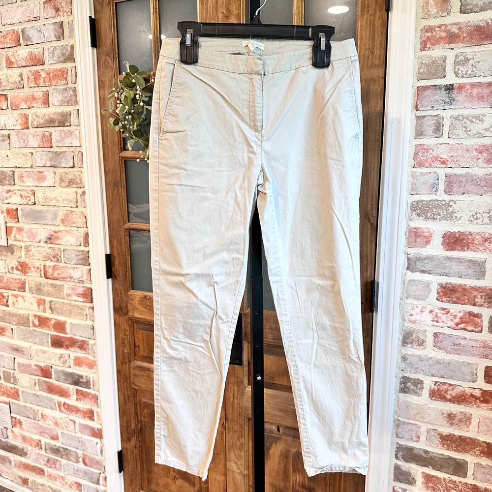 Eileen Fisher Ankle Pants Women Tan‎ Organic Cotton Stretch Twill Quiet Luxury 6